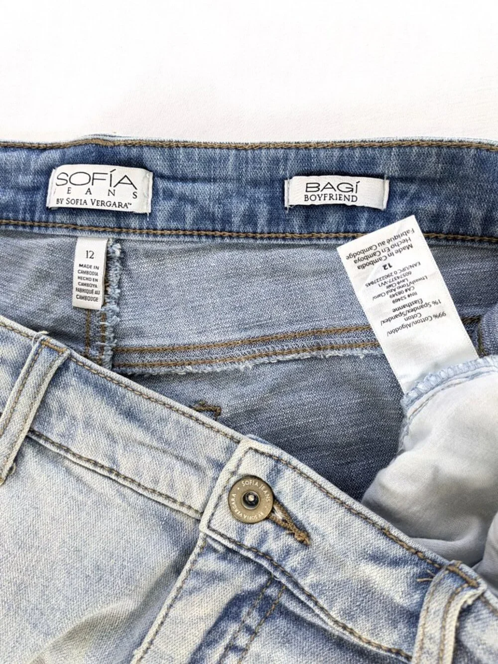 Sofia Vergara Bagi Boyfriend Jeans - Women's 12 - Distressed with Sharkbite Hem - Picture 3 of 8